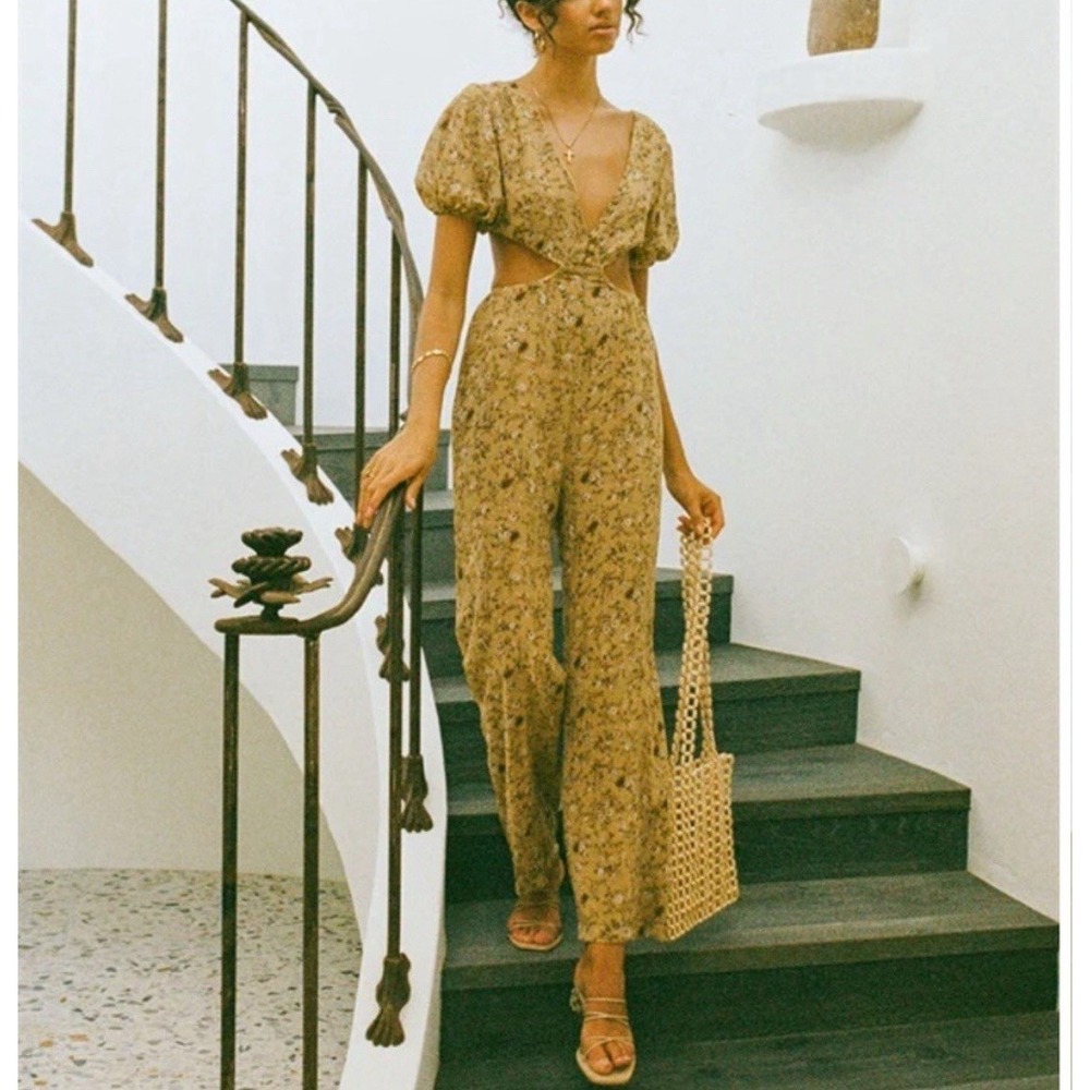 Sabo Skirt Lexxi Yellow Jumpsuit Women's Sz A Cut Out Floral Cottagecore Boho